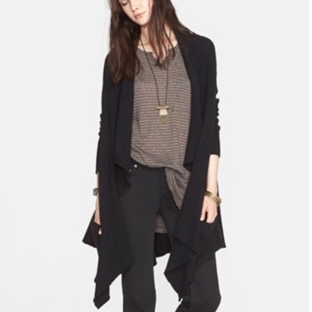 Free People Long Black Cardigan Sweater